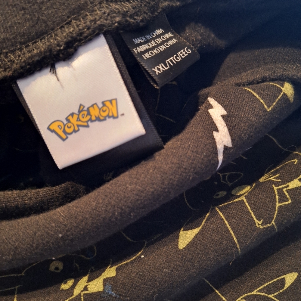 Pokémon Black Pikachu Sweat Drawstring Pants Youth Sz XXL Very Good Condition - Picture 4 of 4